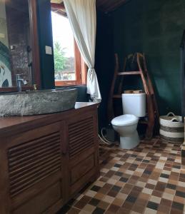 ウブドにあるOldy Houseの洗面台とトイレ付きのバスルーム