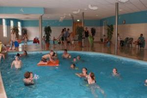 a group of people in a swimming pool at Vakantiehuis Diever in Diever