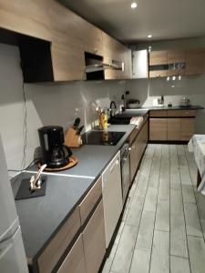 a kitchen with a sink and a counter top at Maison spacieuse et calme in Bayonville