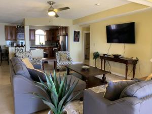 Nazarethにある9 Bedrooms at Villa Sharazadのソファと薄型テレビのあるリビングルーム