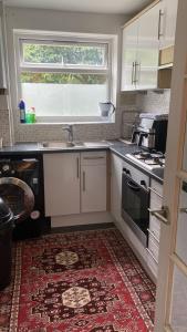 Una cocina con fregadero, estufa y ventana. en One Bedroom Flat in Chiswick W4, en Londres 8 fotos más