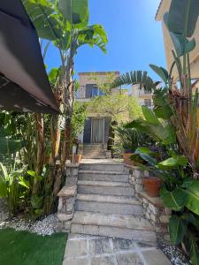 a set of stairs leading to a house with plants at Adele Garden in Taormina