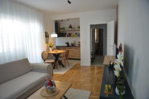 a living room with a couch and a table at Apartman Vasilisa in Novi Sad +37 photos