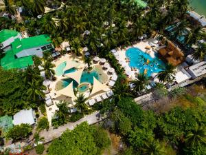 an overhead view of a pool at a resort at Palmarito Beach Hotel in Tierra Bomba