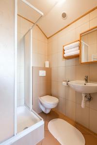 a bathroom with a shower and a toilet and a sink at Szymonówka W Szklarskiej Porębie in Szklarska Poręba
