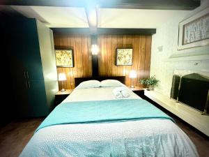 バンクーバーにあるSpacious place Close to UBC -1の大きなベッドとタオル2枚のある寝室