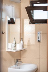 un baño con lavabo y espejo en Hacienda del Mar'a, en Vama Veche