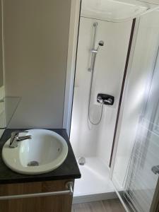 Ένα μπάνιο στο Mobil-home à la campagne les Logis de l'Oumois
