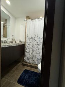 a bathroom with a shower and a toilet and a sink at Lovely Apartment near Costa Rica airport in Heredia +18 photos