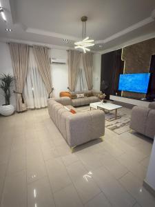 Μια τηλεόραση ή/και κέντρο ψυχαγωγίας στο Waldam Castle Apartment Ibara