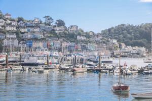 a bunch of boats are docked in a harbor at Armada Cottage in Dartmouth