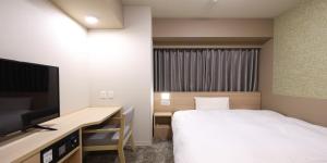 Televiisor ja/või meelelahutuskeskus majutusasutuses Dormy Inn Tsuruga Natural Hot Spring