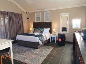 波罗瓜尼Tree Orchid的一间配有床和书桌的酒店房间