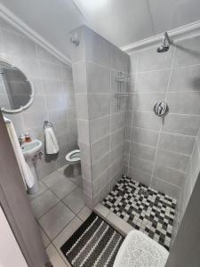 a bathroom with a shower with a toilet and a sink at Tree Orchid in Polokwane +46 photos