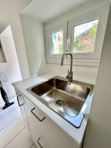 a kitchen with a sink and a window at Residence Zar 9 in Trieste
