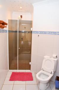a bathroom with a toilet and a shower at Pousada Konquista in Paraty