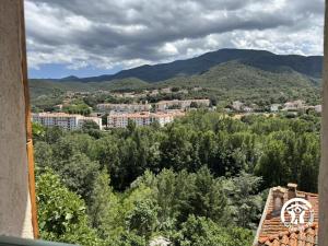 a view of a city with mountains in the background at Ca la rigalla in Amélie-les-Bains-Palalda