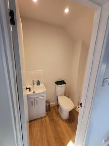 a bathroom with a toilet and a sink at Stratford Cottage in Stratford-upon-Avon