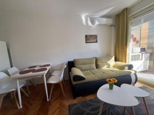 a living room with a couch and a table at Micho Apartment in Ohrid +6 photos