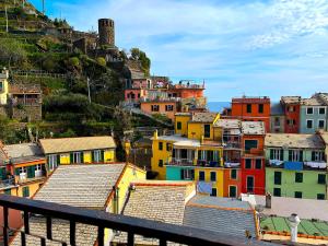 a group of colorful houses on a hill at The Sea Terrace Vernazza in Vernazza