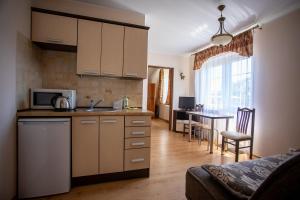 a kitchen with a sink and a counter top at Promyk Dębiny in Debina