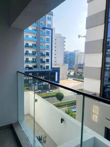 a view from the balcony of a building at Luxury Hostel Bedspace in Downtown Near Emirates Towers Metro in Dubai