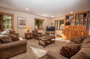 a living room with two couches and a tv at Celtic Lodge By Hauserman Rentals in Homewood