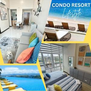 un collage de photos d'un salon et d'un appartement dans l'établissement Cebu, Lapu lapu, Condo Resort Lifestyle, 15 Mins from Airport, à Punta Engaño