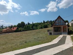 a small house on top of a grassy hill at Vila Lenka in Sekulić 