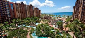 an aerial view of a resort with a water park at Aulani, Disney Vacation Club Villas in Kapolei
