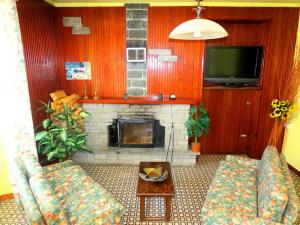 a living room with a couch and a fireplace at Albergo Ristorante Canetta in Premeno