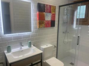 a bathroom with a toilet and a sink and a shower at Des Artistes in Barcelona