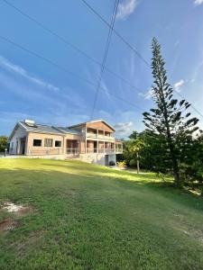 a house with a tree in front of a yard at Magnifique Villa avec terrasse et jardin XXL in Sainte-Anne