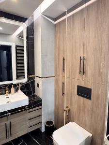 Ένα μπάνιο στο Apartament Manu View - Parking Podziemny- WiFi - Klimatyzacja - FV