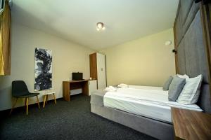 a hotel room with a bed and a desk at Complex Magiyata na Rila in Rilski Manastir