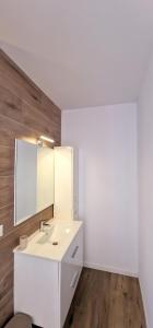 a bathroom with a white sink and a mirror at Villa cardinal in Saint-Pierre