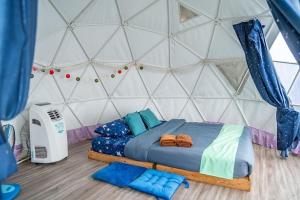 a bedroom with a bed in a igloo at อาฉ่างแคมป์ Achang Camp in Mon Jam +19 photos