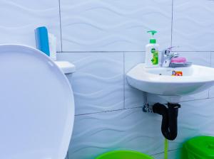 a bathroom with a sink and a toilet at Fanham Homes in Bulawayo +21 photos