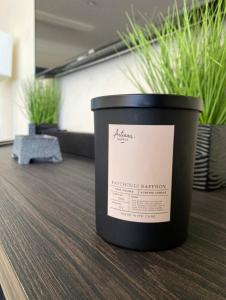 a black container sitting on top of a table at Private Getaway with Balcony in Columbus