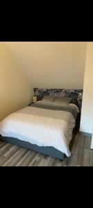 a bedroom with a large bed in a room at Duplex plage de brehec in Plouézec