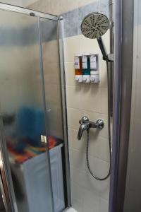 a shower in a bathroom with a shower head at Claniland in Castelnuovo del Garda