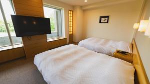 富良野ホテル Furano Hotel的电视和/或娱乐中心