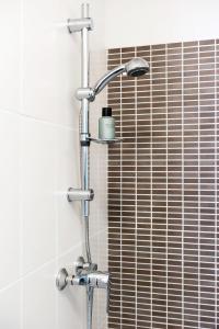 a shower with a shower head in a bathroom at Ténéo Apparthôtel Bordeaux Maritime - Cité du vin in Bordeaux +47 photos