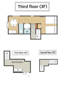 a floor plan of a third floor of a house at 84-5, Shiomi 301, Entire room for rent in Tokyo