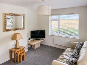 ein Wohnzimmer mit Sofa und Fernseher in der Unterkunft Acres View in Hoveringham