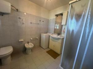 a bathroom with a toilet and a sink and a shower at Agriturismo Casa Paradiso in Cortona