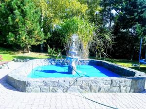 a fountain with a hose in a circular pool at HOTEL&Restaurant DALLAS in Myślenice