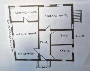 eine Zeichnung eines Grundrisses eines Hauses in der Unterkunft Wengertshaus in Hammelburg