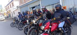a group of people on motorcycles parked on the street at PARK VIEW GUEST HOUSE in Leh