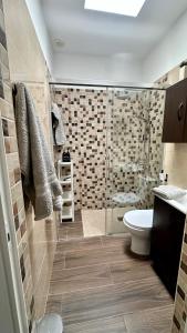 a bathroom with a shower and a toilet and a sink at Relaxing Villa Las Torres in Adeje +58 photos